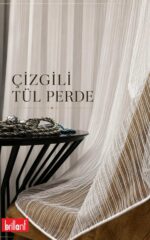 Brillant Çizgili Ekru Tül Perde - Görsel 9