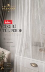 Brillant Çizgili Ekru Tül Perde - Görsel 6
