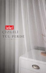 Brillant Çizgili Ekru Tül Perde - Görsel 8