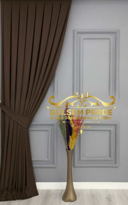 Brillant Kahve Renk Ege309 Düz Fon Perde