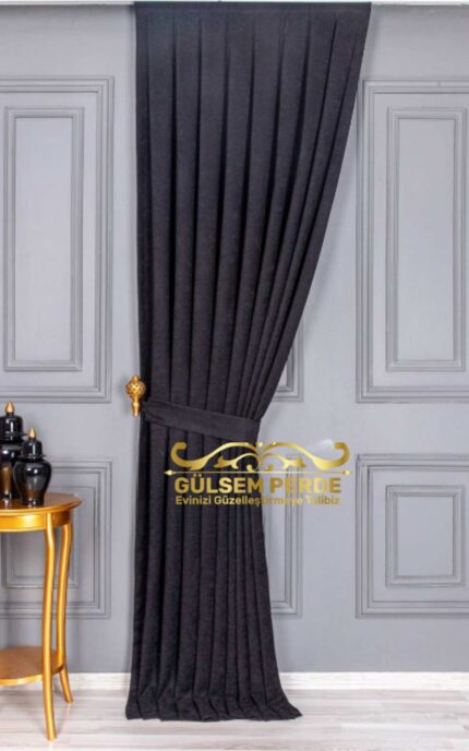 Brillant Antrasit Renk Ege345 Düz Fon Perde