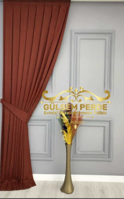 Brillant Kiremit Renk Ege331 Düz Fon Perde