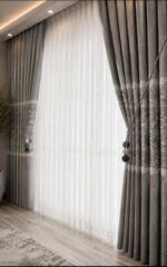 Gri Pano Fon 90x260 1/3 Sık Pileli Bir Çift Fiyatıdır