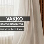 Vakko Şantuklu Bambu Tül Perde Ekru Renk