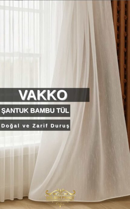 Şantuklu Vakko Bambu Tül Perde – Doğal Dokulu Tül