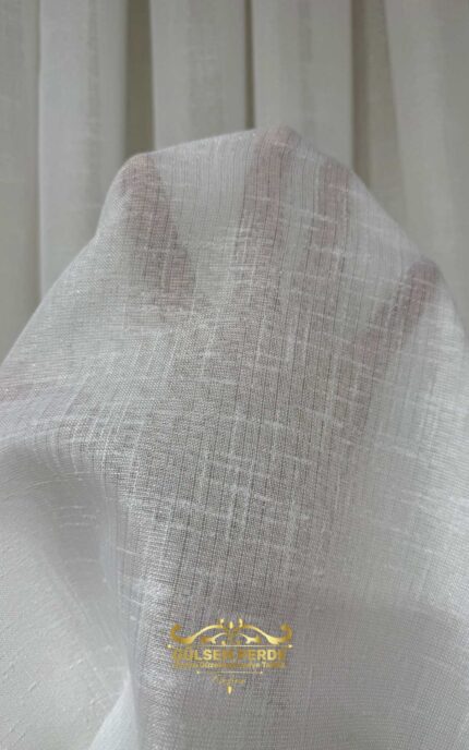 Taç Kalın Keten Dokulu Tül Perde Ekru Renk