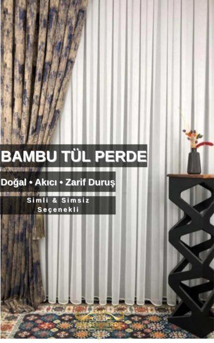 Simli Bambu Tül Perde