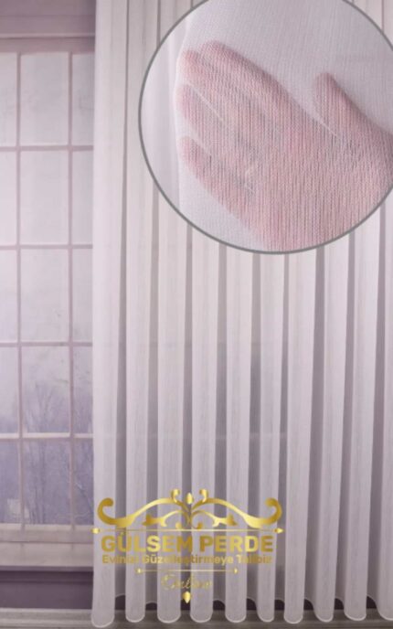 Taç Okyanus Ekru Renk Yumuşak Zeminli Tül Perde – Ütü İstemez Kırışmaz Modern Tül