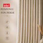 Keten Serisi Gramajlı Ponpon Desen Fon Perde