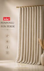 Keten Serisi Gramajlı Ponpon Desen Fon Perde