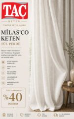 Taç Milasco Bohem Keten Tül Perde | Naturel Dokulu Premium Tül - Görsel 8