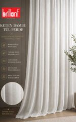 Naturel Keten Bambu Tül Perde Brillant Marka - Ekru - Görsel 7