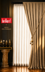 Brillant Keten Fon Perde – 1/2 Yan Pileli, Hazır Dikili - Görsel 10