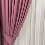 Gül Kurusu Renk Hazır Dikili Fon Perde | 80x260 cm | 1/2 Yan Pile | 1 Çift (2 Kanat)