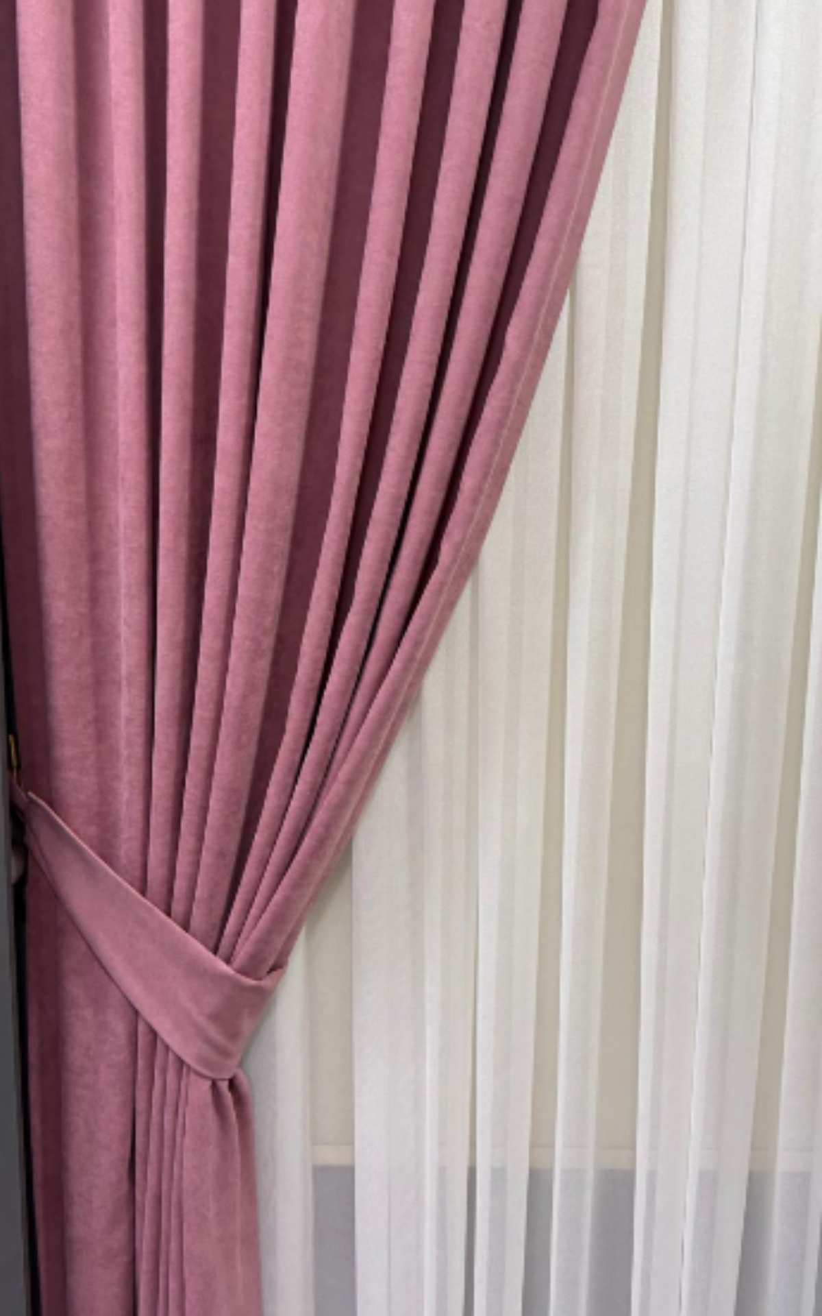 10 Gül Kurusu Renk Hazır Dikili Fon Perde | 80x260 cm | 1/2 Yan Pile | 1 Çift (2 Kanat) - Görsel 1