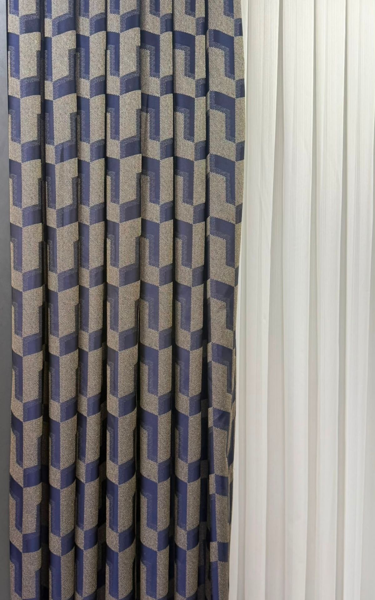 14 Mükemmel Kalite Ecoseli Keten Lacivert Fon Perde 90x260 cm – Çift Kanat - Görsel 1