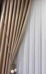 Bej Renk Fon Perde 75x260 cm – Çift Kanat Fon Perde - Görsel 4