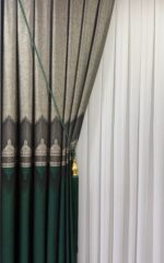 Saray Damask Desen Pano Fon Perde Yeşil 1 Çift Fiyatı 90x260 cm