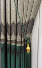 Saray Damask Desen Pano Fon Perde Yeşil 1 Çift Fiyatı 90x260 cm - Görsel 4