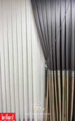 Antrasit Gold Detaylı Pano Fon Perde 2 Kanat 90x260 cm