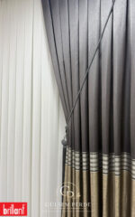Antrasit Gold Detaylı Pano Fon Perde 2 Kanat 90x260 cm - Görsel 6