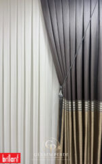 Antrasit Gold Detaylı Pano Fon Perde 2 Kanat 90x260 cm - Görsel 5