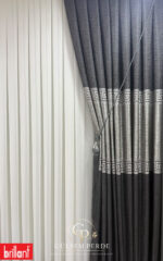 Versace Desen Antrasit Hazır Dikili Pano Fon Perde 2 Adet 90x260 cm