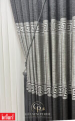 Versace Desen Antrasit Hazır Dikili Pano Fon Perde 2 Adet 90x260 cm - Görsel 6