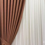 Taba Kiremit Renk Hazır Dikili Fon Perde | 80x260 cm | 1/2 Yan Pile | 1 Çift (2 Kanat)