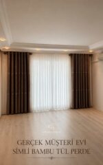 Brillant Simli Bambu Tül Perde – Ekru Özel Ölçü - Görsel 13