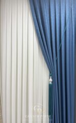 Turkuaz Mavisi Hazır Dikili 1 Çift Fon Perde 90x260 cm – 1/2 Yan Pileli