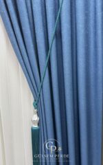 Turkuaz Mavisi Hazır Dikili 1 Çift Fon Perde 90x260 cm – 1/2 Yan Pileli - Görsel 4