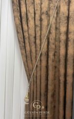Kahverengi Jakar Desenli Hazır Dikili 1 Çift Fon Perde 80x240 cm – 1/3 Pileli Çift - Görsel 5