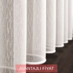 Şantuklu Tül Perde – Brillant Ekru Keten Dokulu, Ütü İstemez